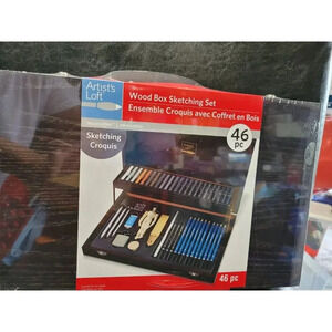 Artist's Loft Wood Box Case- Drawing & Sketching Set - 46 Pieces - Brand New